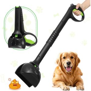 27.5" Dog Pooper Scooper, Pooper Scooper for Large, Medium, Small Dogs, Easy Single-Hand Operation, No More Bending, High-Strength Material, Suitable for Yard, Sand, Grass, and Gravel