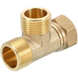 uxcell Brass Tee Swivel Pipe Fitting, G3/4" (Female x Male x Male) 3 Way T-Connector Fitting Coupler for Air Conditioner Refrigeration Plumbing, 1pcs