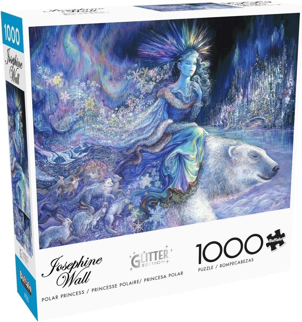 Buffalo Games - Josephine Wall - Polar Princess - 1000 Piece Glitter Jigsaw Puzzle Winter Puzzles for Adults Precision-Cut Pieces, Festive Artwork, and Hours of Christmas Fun