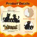 Halloween Door Decor Cats,Black Cats Sign,Halloween Welcome Door Hanger,Haunted House Witch Broom Black Cat Wall Decor for Porch Yard Home Outdoor Indoor Party Nursery Office Kids Room