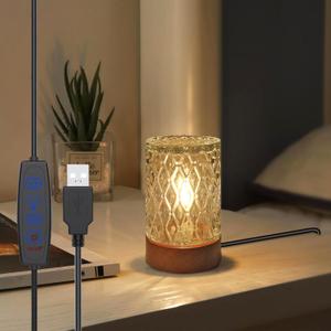 Mini Soft Warm LED Night Light,Dimmable Bedside Lamp Small Nightstand Glass Lamps Desk Reading Light for Bedroom,Living Room,Study Room,Office