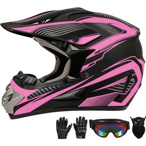 Youth Dirt Bike Helmet DOT Approved, Adult Full Face Motocross (Pink, XS)