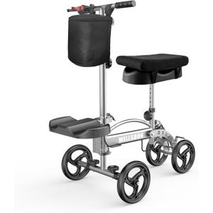 Knee Scooter with Cushion Foldable Knee Scooter for Adults for Foot Surgery with Bag Steerable Knee Walker with Adjustable Footrest Crutch Alternative Grey