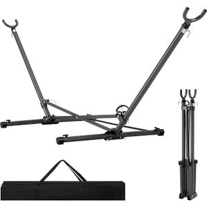 Homgava Folding Hammock Stand with 600 LBS Weight Capacity, Heavy Duty Steel Hammock Stand with Portable Carrying Bag, 3 Holes for Height Adjustment, Indoor and Outdoor Universal Hammock Stand,Black