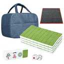 TWBTC Chinese Green Small Mahjong Tiles Set 144 + 2 Melamine Tiles 1.2"(30mm) Tile with Portable Travel Handbag Complete Mahjong Game Set - (Majiang, 中国麻将)