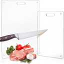 Okllen Set of 2 Tempered Glass Cutting Board for Kitchen, Non Toxic Clear Glass Chopping Boards with Non-Slip Mats, Easy to Clean, 16x12 & 12x8 inch