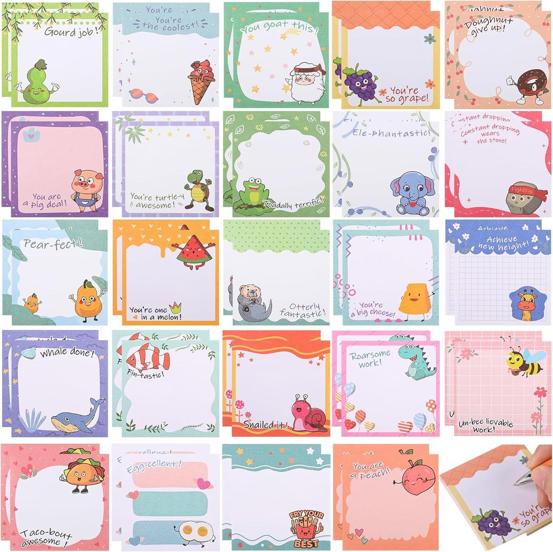48 Pads Funny Sticky Notes for Work 3x3 Inches Positive Emotional Support Gift Funny Lined Memo Note Pads for Office Coworker Gifts Employee Appreciation Supplies