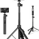 JOILCAN Tripod for iPhone, 64" Selfie Stick for iPhone with 360° Ball Head Remote & Phone Holder, Extendable Portable Phone Tripod Stand Compatible with Cellphone Android