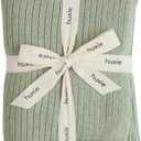 Knitted Organic Cotton Baby Blanket- Swaddle Blanket, 30" x 40" Soft Receiving Blanket for Newborn (Roman Green)