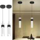 kudos Black Pendant Light Fixtures, 2-Pack, Modern LED Pendant Lights with Clear Glass and Bubble Crystal, Pendant Lights for Kitchen Island, KDPL09-BK-2PK