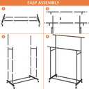 Calmootey Double Rod Clothing Garment Rack,Rolling Hanging Clothes Rack,Portable Clothes Organizer for Bedroom,Living Room,Clothing Store,Black