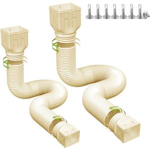 2 pack Flexible Rain Gutter Downspout Extensions,Drain Downspout Extender,Gutter Extension Flexible,Down Spout Drain Extension Pipes,Extendable from 21 to 60 Inches (stone-grey)