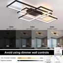 GEADI 35.4" Modern LED Ceiling Light, Dimmable Flush Mount Ceiling Lights with Remote Control, Black 3 Rectangular Light Fixtures for Kitchen Bedroom Dining Room(3000-6500K)