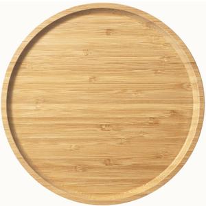 Bamboo Serving Platter, Round Wood Tray, Wooden Serving Tray, Fruit, Bread, Salad Plate, Charcuterie Serving Board, 9.8 inch