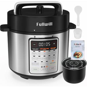 Fullwill 6QT Electric Pressure Cooker, 9-in-1 Multi-Use Programmable Pressure Cooker with Slow Cook, Rice Cook, Steamer, Sauté, Yogurt Maker, Food Warmer, Foodie Helper