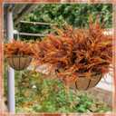 Fall Hanging Basket Artificial Boston Ferns Fall Porch Decor Outdoor Artificial Flowers 8 Bundle Faux Fern Plant Fake Silk Greenery Flower UV Resistant Realistic Shrub Bushes Autumn Home Table Decor