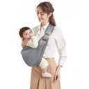 Baby Sling Carrier, Pure Cotton, Ergonomically Adjustable Baby Carrier Newborn to Toddler, Easy to Use, Portable, Ideal for 0-36 Months, Up to 33 lbs (Grey)