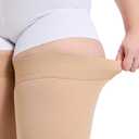 Plus Size 4XL Thigh High Compression Stockings Footless- 15-20mmHg Moderate Full Leg Support Hoses with Unisex Reinforced Silicone Top Band, Breathable Fabric in Beige for Nurses & Extended Standing (4XL)