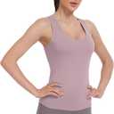 HOPLYNN 4 Pack Women's Racerback Workout Tank Top Crop Athletic Running Gym Yoga Active Sports Tops Shirts for Women
