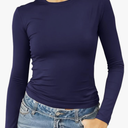 Abardsion Women's Long Sleeve Shirts Spring 2026 Casual Basic Going Out Crop Tops Slim Fit Tight Y2K Clothes Size M