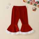 Toddler Girl Christmas Outfit Santa/Christmas Tree Sweatshirt+Velvet Bell-Bottoms Clothes (12-18 Months, Bow-red)