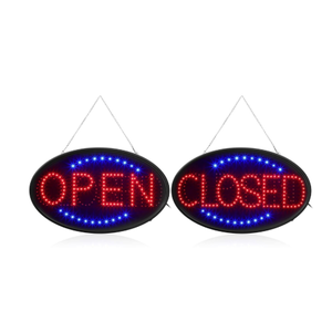 Kanayu  Closed Open LED Neon Sign and Push Pull Stickers Sign 23 x 14 Inch Open Closed Electronic Advertisement Display for Shop Bar