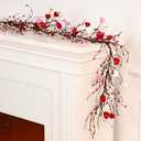 Yuxung Valentine's Day Garland with 30 Fairy Lights 4.5ft Pip Berry Decorative Berry Blossom with Hearts LED Christmas Lights Garland for Valentine's Day Wedding Party