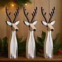 Syhood 3 Pcs Christmas Decorations Indoor Christmas Reindeer Table Sign Wood Reindeer Tiered Tray Decor Rustic Xmas Tabletop Centerpiece for Winter Party Mantel Fireplace Shelf Home Decoration