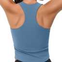 MAGCOMSEN Women's Crop Workout Tank Tops with Built in Bra Fitted Racerback Sleeveless Yoga Shirts Camisole (Blue, M)