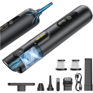 Mr.ego Handheld Car Vacuum Portable Cordless, 4-in-1 Mini Vacuum with 18500Pa Strong Suction, Desk Vacuum Cleaner and Air Duster with Green LED Light for Small Jobs, Car, Home, Keyboards (Black)