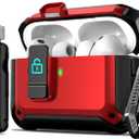 R-fun for AirPods Pro 3 Case (2025) Cover with Cleaning Kit, Military-Grade Heavy-Duty Drop-Resistant with Auto Pop-Up Lid for AirPods Pro 3rd Generation 2025 USB-C Charging Case, Red