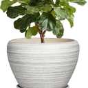 Ceramic Plant Pots Indoor, 10 Inch Planter, Textured Grey