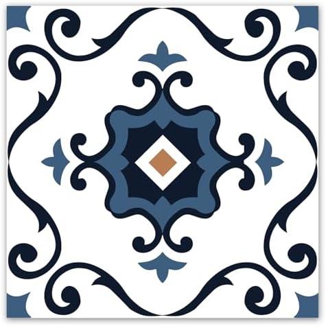 WOWSTAR 30-Pack Peel and Stick Floor Tiles, 12 x 12in Vinyl Flooring Tiles, Self-Adhesive Waterproof Flooring Planks for Kitchen, Dining Room, Bedrooms, 30 Sq. Ft - Blue Flower Texture