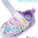 FEETCITY Baby First Walking Shoes Boys Girls Toddler Sneakers Anti-Slip Newborn Crib Shoes 18-24 Months Infant Whitepurple
