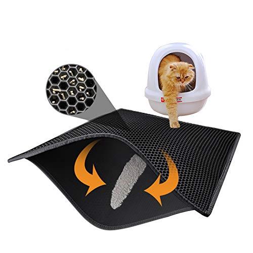 Pieviev Cat Litter Mat Double Layer Waterproof Urine Proof Trapping Mat 1 Pack (Black, 30x24 Inch (Pack of 2))