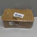 Sumnacon Wicker Basket with Lid Rectangle Woven Baskets for Toiletries Tampon Storage,Wicker Storage Basket with Lid,Decorative Seagrass Storage Baskets for Shelf Bathroom Toilet Table, Caramel