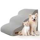 3-Step Dog Ramp and Stairs for Sofa and Chair - Non-Slip Sturdy Pet Steps for Small Dogs and Cats, 15.7" H, Light Grey