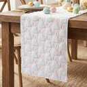 Frienda Spring Table Runner Floral Soft Plush Faux Fur Jacquard Daisy Table Runner Cute Spring Kitchen Dining Decoration for Party Holiday Farmhouse Home Decor 13 x 72 Inch
