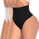 Thong Shapewear for Women Tummy Control High Waisted Body Shaper Panties Girdle Seamless Shaping Underwear (A# Black+beige+white-1, Medium)