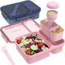 Caperci Extra-Large 62oz Bento Lunch Box for Adults Salad, (Navy & Pink)