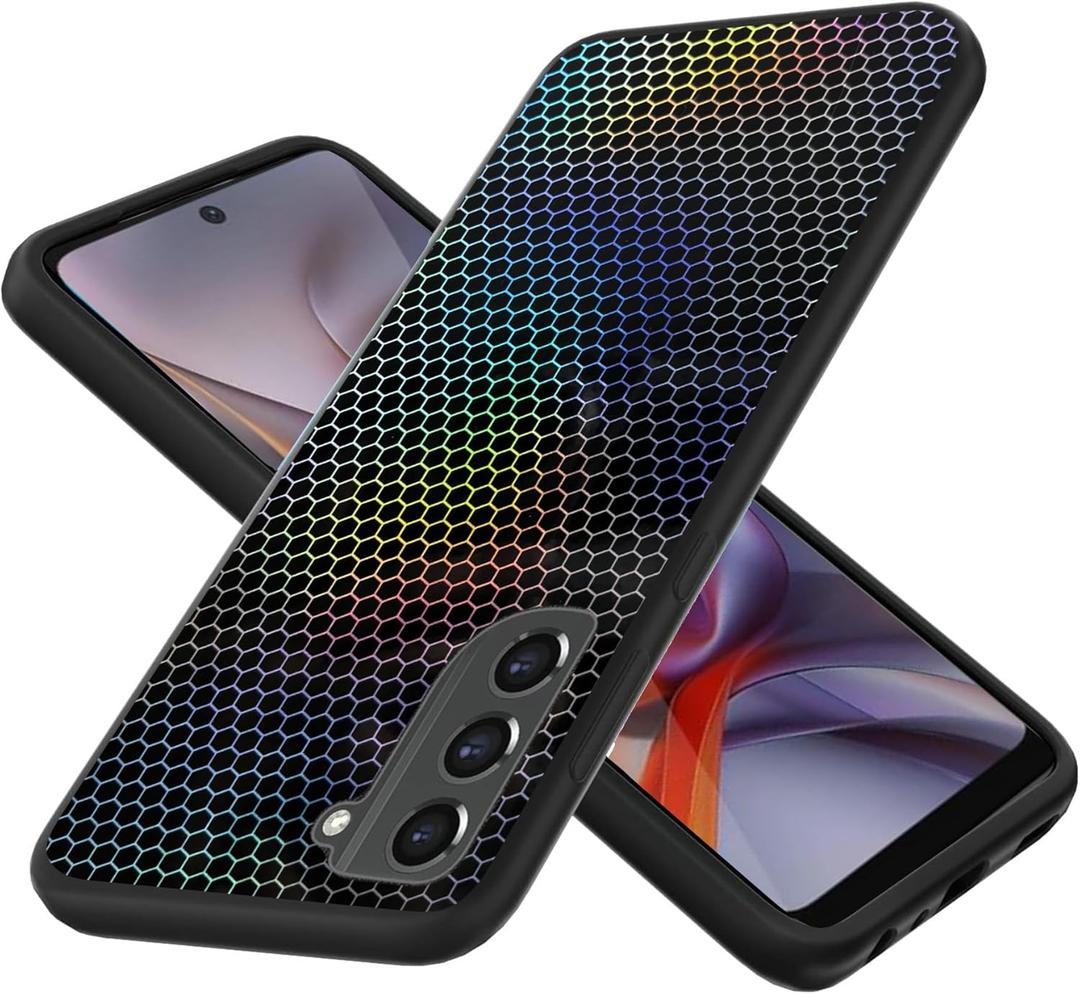 jioeuinly Case Compatible for Samsung Galaxy S21 FE Phone Case Cover TPU Soft Silicone 3D Colorful Laser Reflection Black