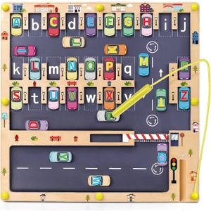 Scuwtocn Wooden Magnetic Alphabet Maze Letter Puzzle, Montessori Fine Motor Skills Toys for Boys Girls 3 4 5 Years Old, ABC Learning Toys for Kids Age 3+, Christmas, Birthday Present