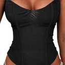 Avanova Mesh Overbust Corset Tops for Women Strapless Bustier Corsets Sexy Going Out Crop Top Black X-Small