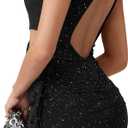 2 x DAAWENXI Women's Sexy Sleeveless Cut Out Ruched Dress Mesh Backless Bodycon Club Party Mini Dresses Black (Black, S)