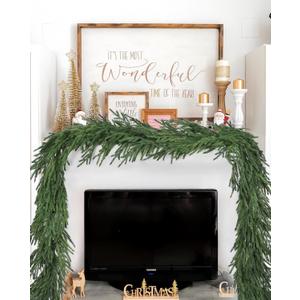 DearHouse Norfolk Pine Garland Christmas Decoration, Artificial Greenery Garland Norfolk Pine Leaves for Holiday Season Mantel Fireplace Table Runner Centerpiece (6 Feet)