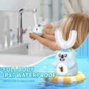 Kids U Shaped Electric Toothbrush, Automatic 360 Sonic Cleaning, 6 Modes, 4 Brush Heads, Cute Cartoon Koala Design (2-6 Age (Grey Blue))
