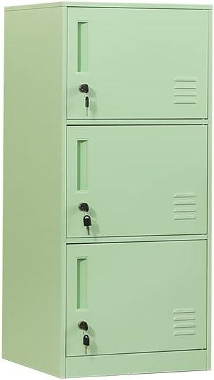 3 Door Metal Vertical Storage Locker for Kids Bedroom, Children Room, School, Office, Home,Stackable Steel Storage Cabinet for Toys, Sports Equipment,Anti-Tilting Device. (3D, Green)