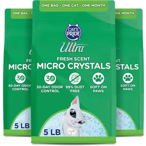 Ultra Fresh Scented Micro Crystals Premium Cat Litter - 99.9% Dust Free, Soft on Paws - 15 Lbs. Total (3pk of 5 Lbs.)