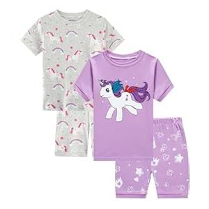 Dolphin&Fish Girls Pajamas 100% Cotton Summer Short Set Toddler Clothes Kids Pjs Sleepwear 2t