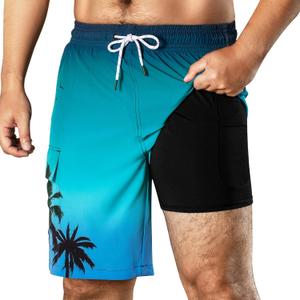 BRISIRA Mens Swim Trunks Bathing Suit 9 Inch Inseam Compression Liner Beach Long Board Shorts Swimsuit Anti-Chafe Quick Dry 40